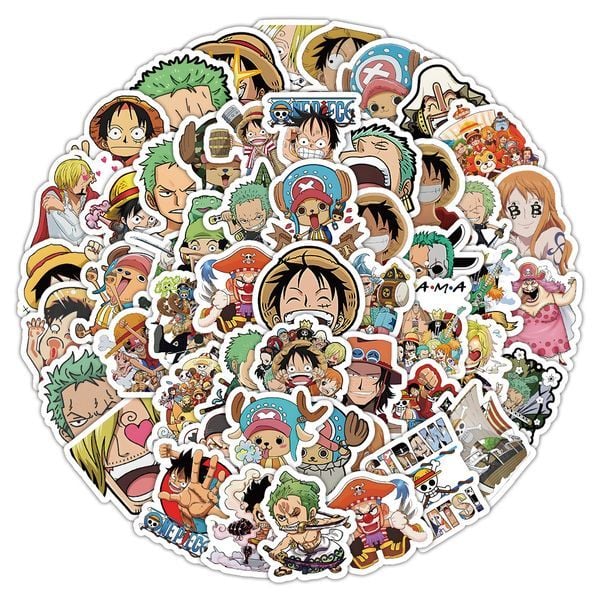 Hình dán sticker hình nhân vật anime One Piece Vol 3 đẹp sắc nét với đầy đủ nhân vật nổi tiếng từ băng Mũ Rơm