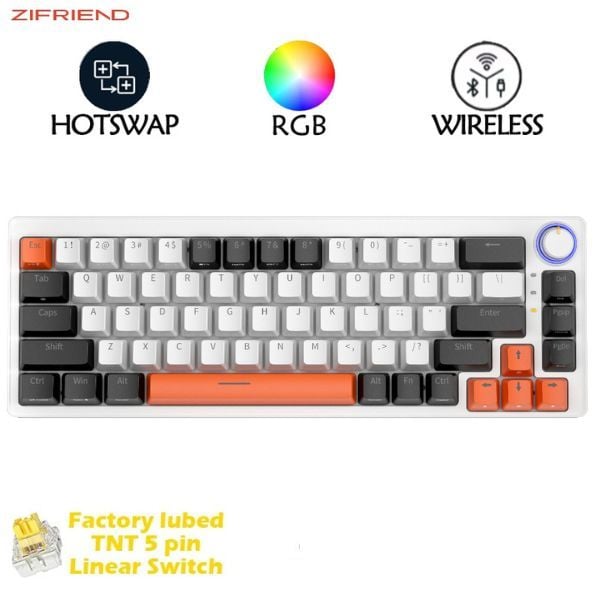  Bàn phím cơ Zifriend ZA68 Pro White Night Crown Hot Swap 