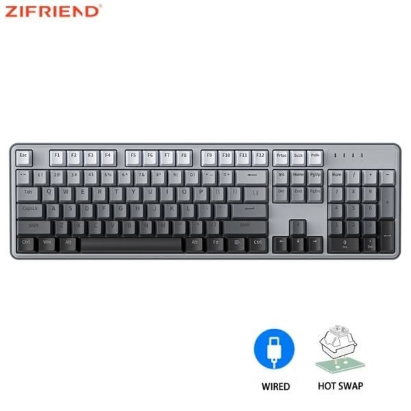  Bàn phím cơ có dây Zifriend ZT104 Gradient Grey Hot Swap 