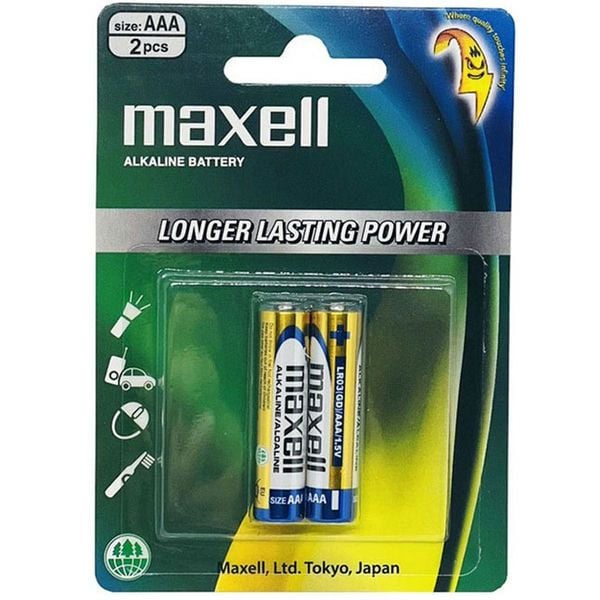 Pin đũa 3A Maxell Alkaline Super LR03 AAA - Vỉ 2 viên phù hợp để tiếp năng lượng cho đồ chơi thiết bị điện tử gia dụng ship COD toàn quốc