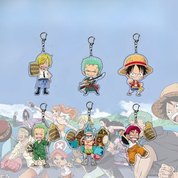 Móc khóa mica One Piece chibi phong cách.