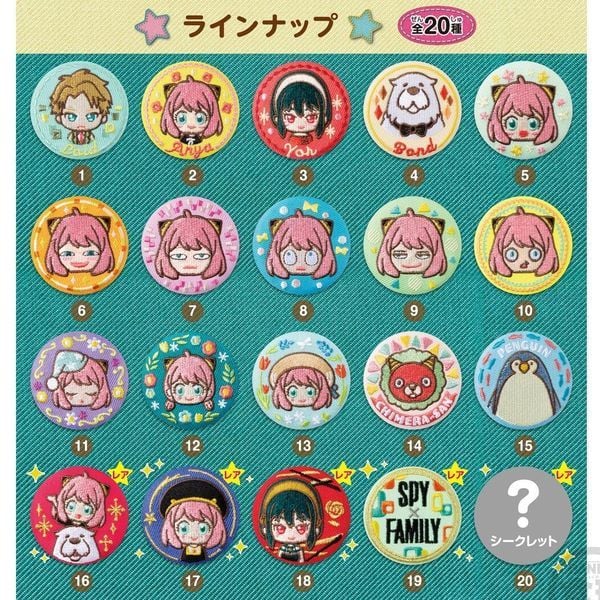 Can Badge Collection Spy x Family Random huy hiệu sticker thêu anime manga hình tròn đẹp mắt họa tiết dễ thương giá rẻ trang trí trưng bày góc học tập bàn làm việc phòng khác phòng ngủ