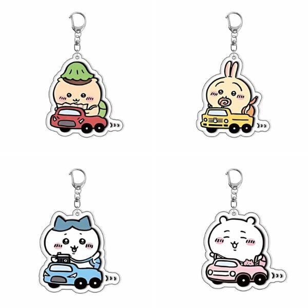 Móc khóa nhân vật Chiikawa ngồi xe phụ kiện nhỏ gọn, đáng yêu dành cho fan anime