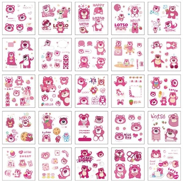 Hình dán Sticker chống nước Losto Gấu dâu Vol 1