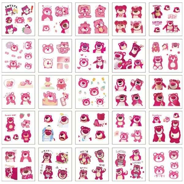  Hình dán Sticker chống nước Losto Gấu dâu 