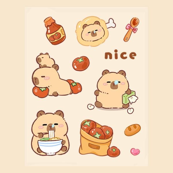  Hình dán sticker chuột lang nước Capybara tổng hợp 