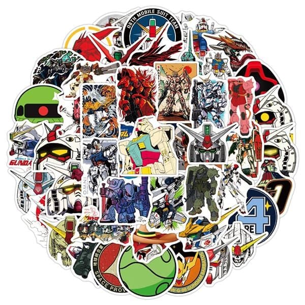 Hình dán Sticker tổng hợp Mobile Suit Gundam 50 cái Set C