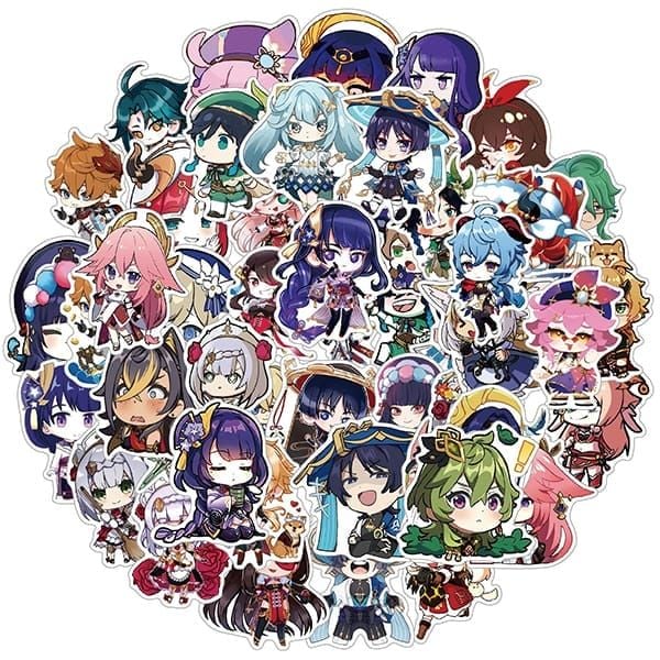 Hình dán Sticker trang trí hình Genshin Impact 60 cái ngẫu nhiên