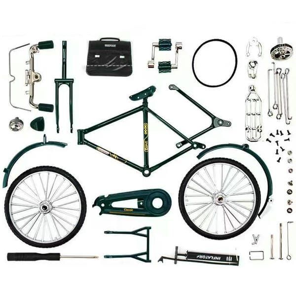  Mô hình lắp ráp xe đạp Phượng Hoàng 28 Vintage màu xanh khung kim loại 