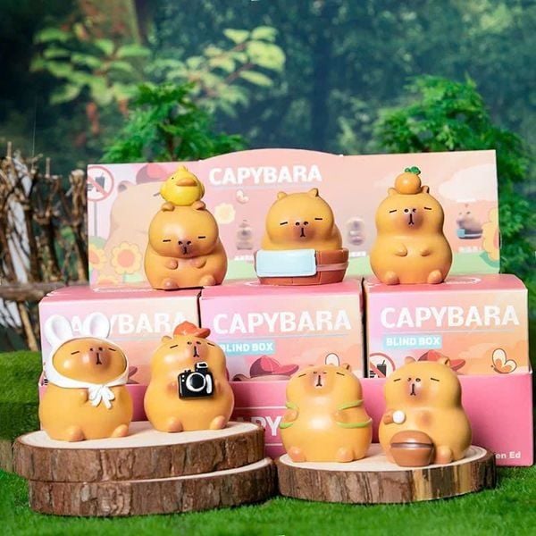 Hộp Mù Capybara Đời Tươi Hồng Blind Box 