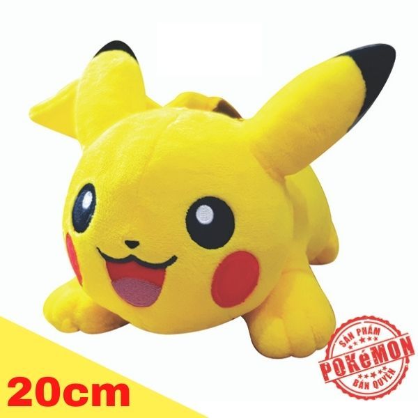  Thú bông Pokemon Pikachu nằm thư giãn 20cm - Đồ chơi Pokemon chính hãng 