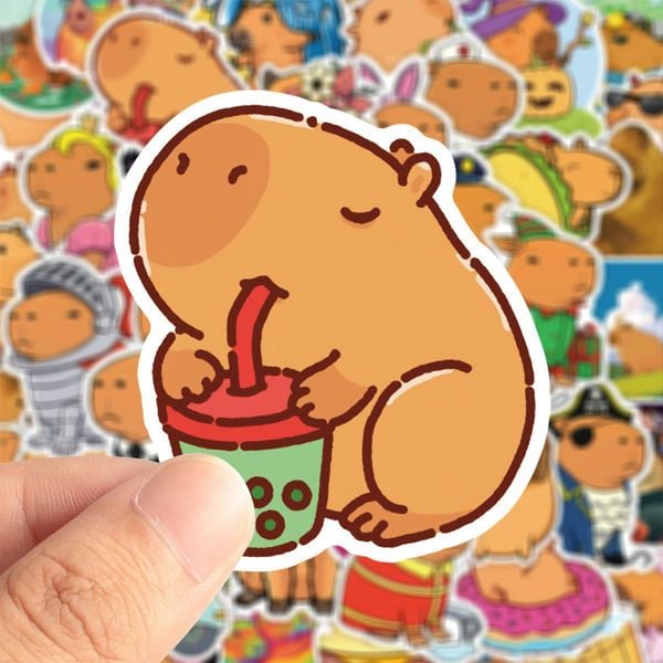  Hình dán sticker chuột lang nước Capybara tổng hợp 50 cái 