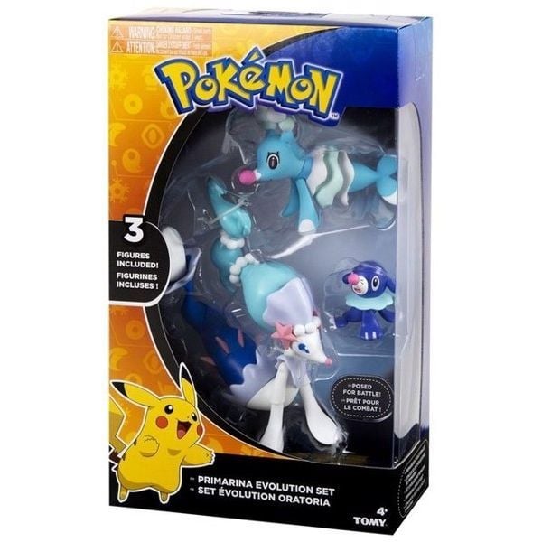 Mô hình Pokemon Evolution Set Primarina, Popplio & Brionne Figure chính hãng
