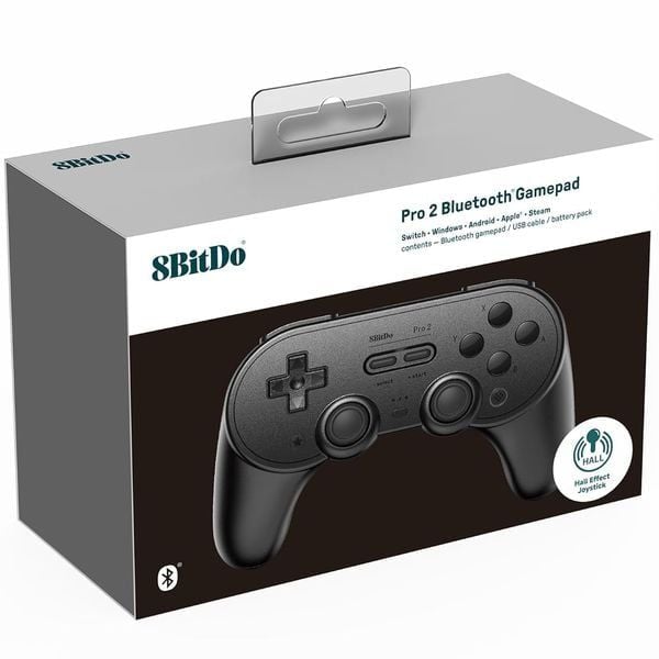 Tay cầm 8BitDo Pro 2 Bluetooth Gamepad Black Edition - Hall Effect joysticks chính hãng chơi game PC chuyên dụng mang lại trải nghiệm tuyệt vời