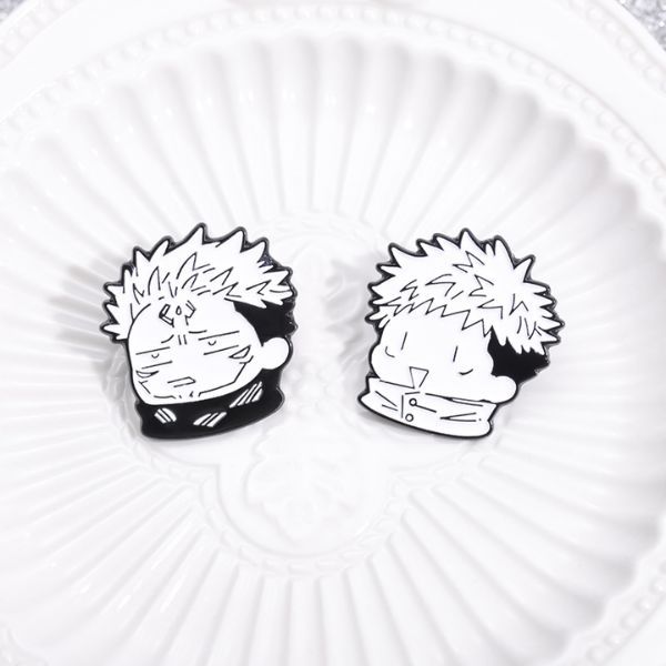  Pin cài kim loại Jujutsu Kaisen Chibi Black White 