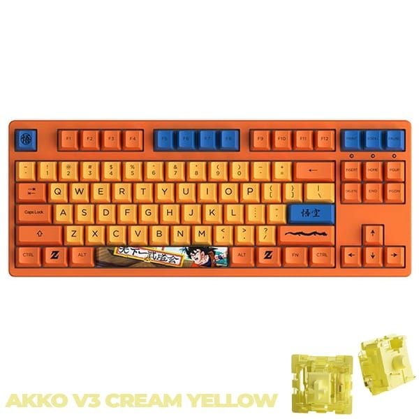 Bàn phím cơ AKKO 3087 RF Dragon Ball Z Goku - Dual-mode  AKKO Switch V3 Cream Yellow