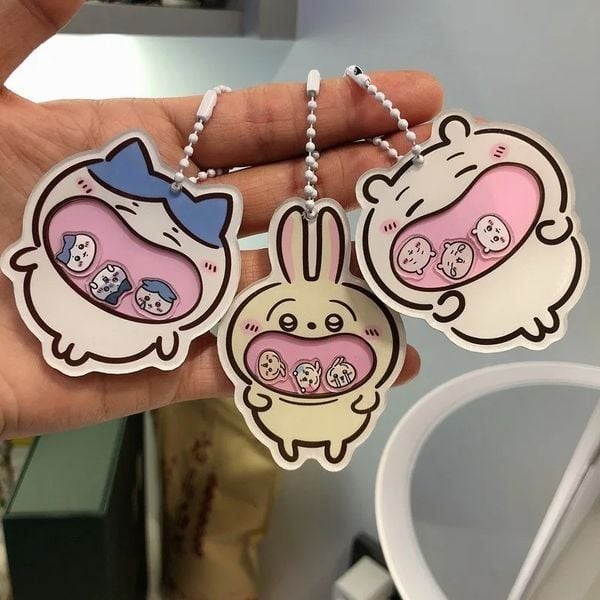  Móc khóa acrylic lắc Chiikawa miệng rộng 