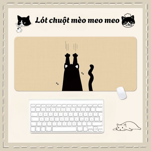  Lót chuột Mèo Đen Đáng Yêu Cổ Điển 