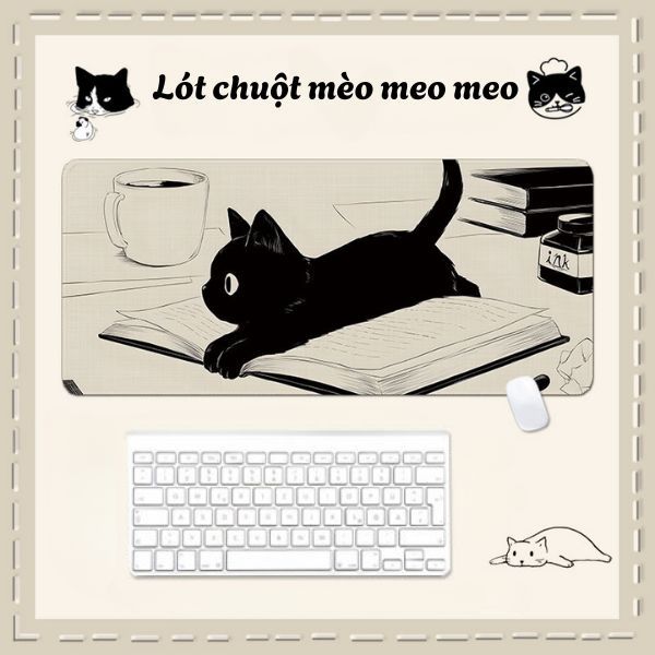  Lót chuột Mèo Đen Đáng Yêu Cổ Điển 