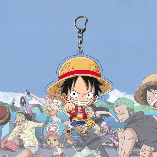 Móc khóa mica One Piece chibi phong cách.