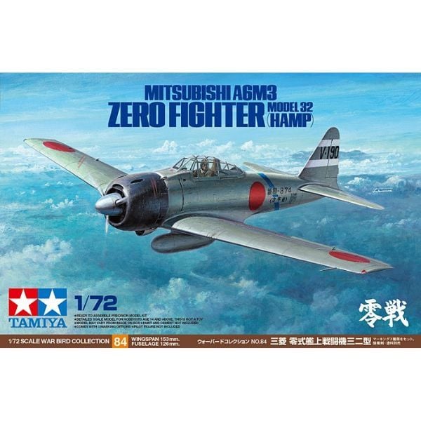  Mitsubishi A6M3 Zero Fighter Model 32 Hamp 1/72 - Mô hình Tamiya 60784 