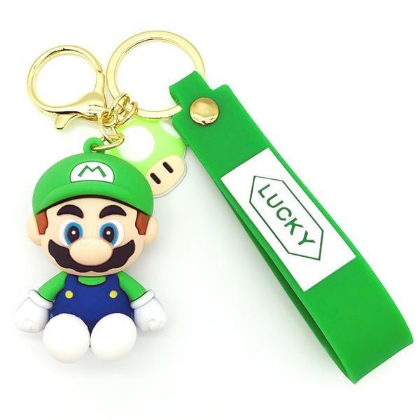  Móc khóa figure cao su hình Mario Luigi Đỏ Xanh 