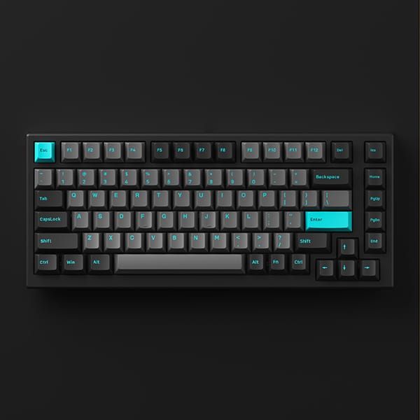  Bàn phím cơ MonsGeek MG75 Black & Cyan - White LED / AKKO Switch V3 Cream Blue / PBT Double-Shot 