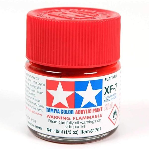 Sơn mô hình Tamiya Acrylic Mini XF-7 Flat Red 81707 chất lượng cao, mau khô, màu đỏ đẹp bám tốt chính hãng nhật bản được ưa chuộng nhất hiện nay, nhiều người chơi mô hình đánh giá cao