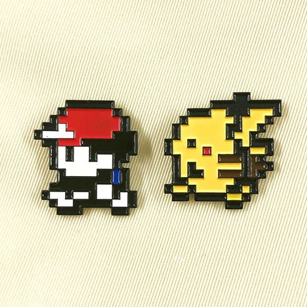  Set huy hiệu cài áo Pokemon Trainer & Pikachu Pixel 