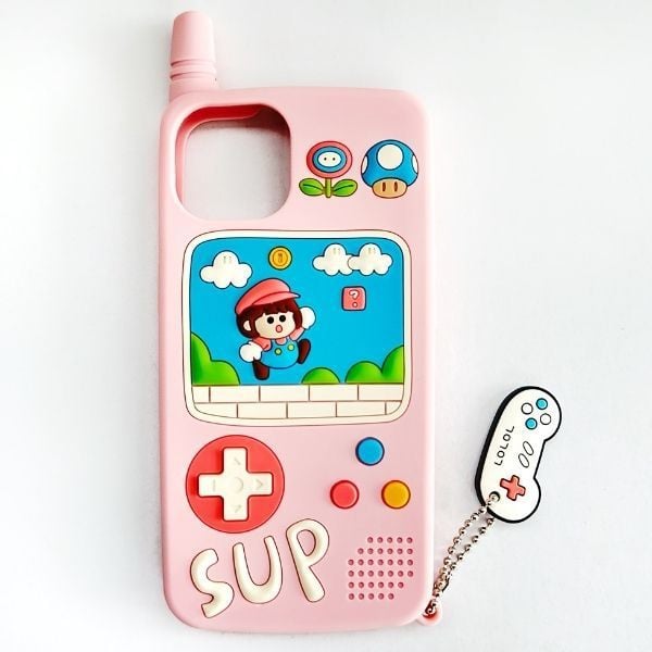 Ốp lưng hình máy game hồng cho iPhone 13 Pro Pro Max