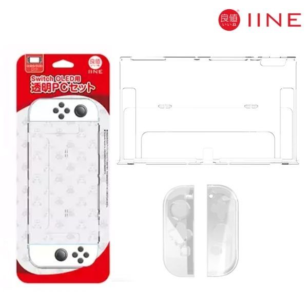  Ốp thân máy IINE trong suốt cho Switch OLED kèm Case Joy-con 