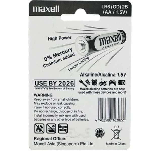  Pin Maxell Alkaline Super LR6 (AA) - Vỉ 2 viên 