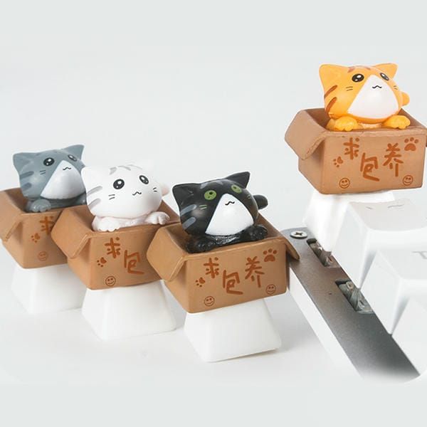  Keycap Mèo trong thùng giấy cho phím cơ 