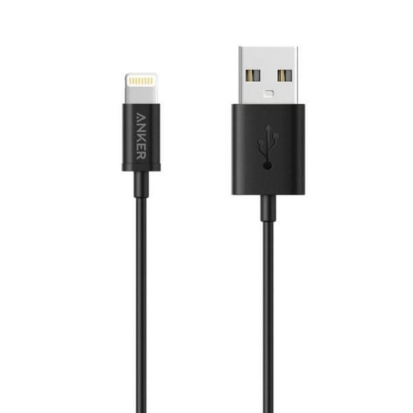  Cáp sạc iPhone iPad Anker USB to Lightning Round Cable 3FT/0.9M - Black - A7101H12 