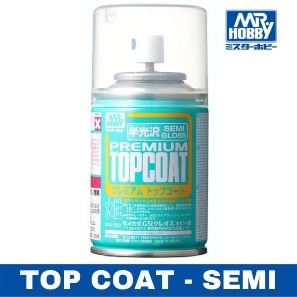 Bình xịt lớp phủ bảo vệ sơn mô hình Mr. Premium Top Coat - Semi Gloss Bán Mờ - B602