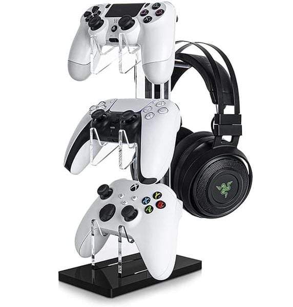 Kệ giá đỡ tay cầm 3 tầng kiêm treo tai nghe cho PlayStation Nintendo Switch PC màu đen