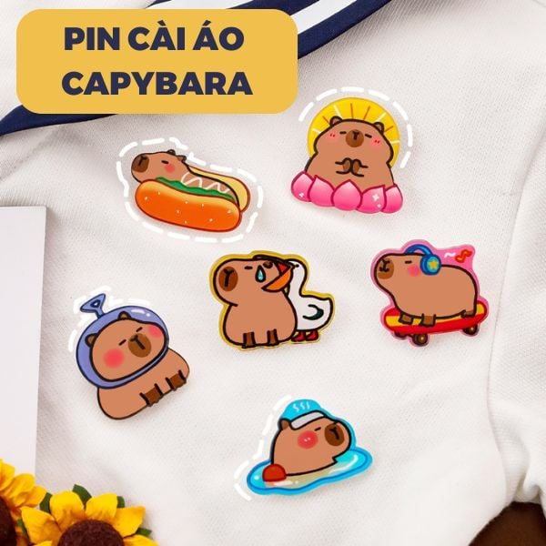 Pin cài áo acrylic hình Capybara