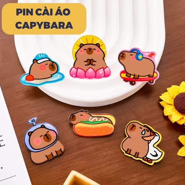 Pin cài áo acrylic hình Capybara