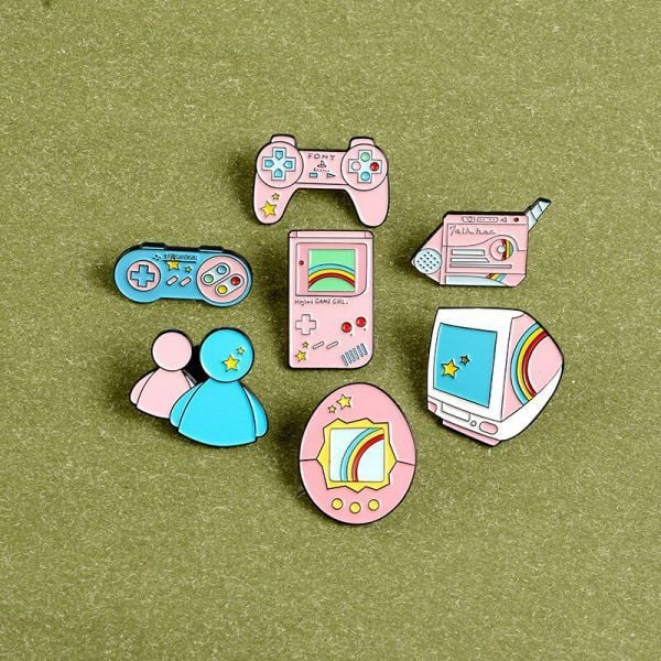 Pin huy hiệu kim loại cài áo Game Retro 90s Cổ điển