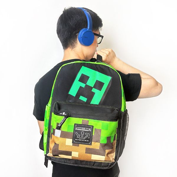  Balo Minecraft Creeper đen đi học đựng sách vở, laptop 