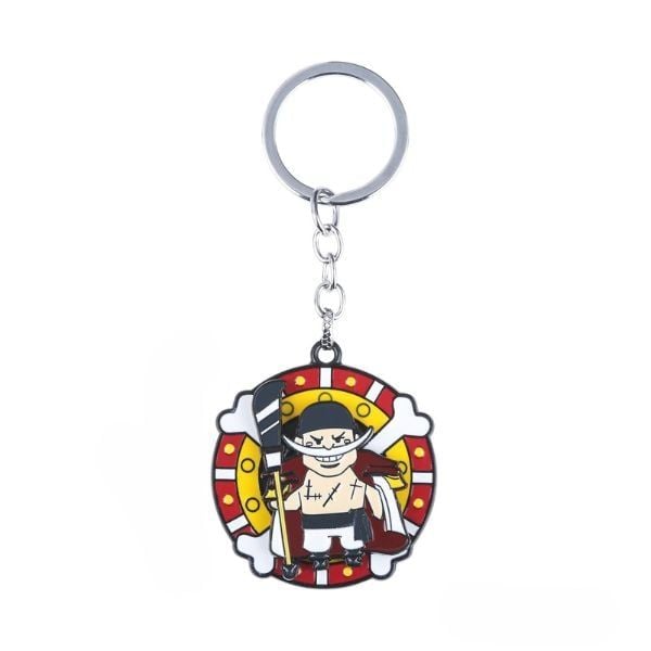  Móc khóa kim loại One Piece xoay tròn 