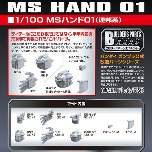 Builders Parts HD 1/100 MS Hand 01 EFSF chính hãng Bandai