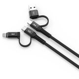  Cáp sạc Android Fast Charging Multi-Plug Cable 200cm Feeltek USB-C MicroUSB - màu đen 