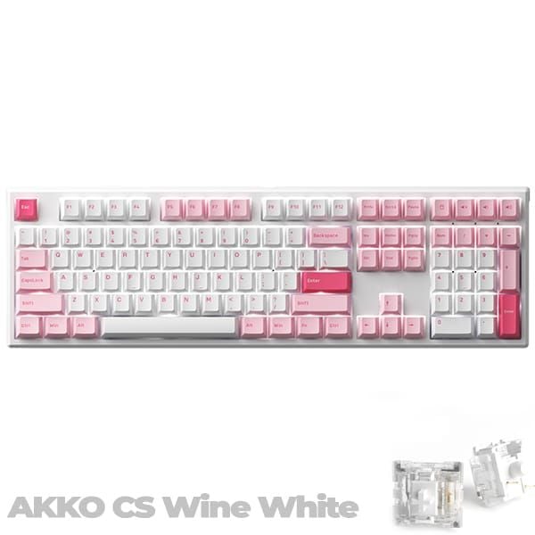  Bàn phím cơ MonsGeek MG108 Prunus Lannesiana - White LED / AKKO CS Switch Wine White / PBT Double-Shot 