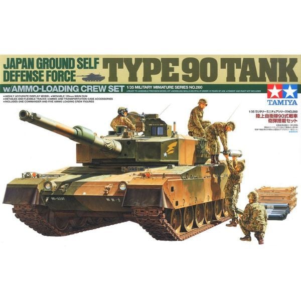 Mô hình quân sự Xe tăng JGSDF Type 90 Tank wAmmo-Loading Crew Set 135 Tamiya 35260 kích thích trí sáng tạo độ chi tiết siêu cao chân thực chính hãng Tamiya Nhật Bản