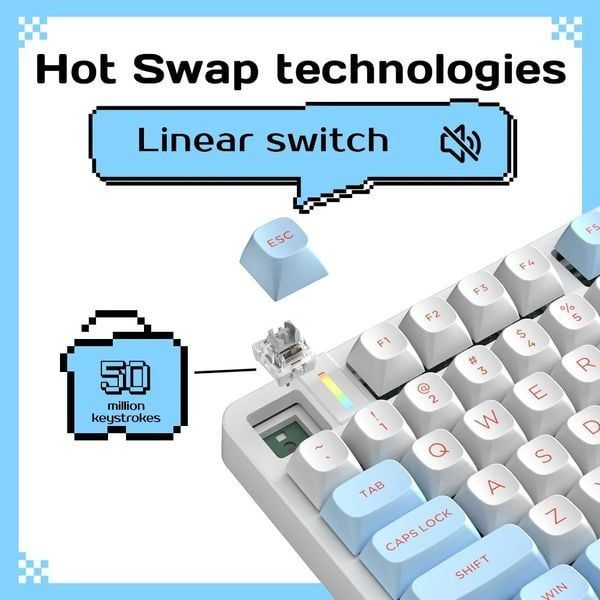  Bàn phím cơ Zifriend G87 Hotswap Trắng Xanh Biển 