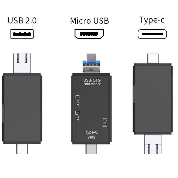 Đầu đọc thẻ nhớ đa năng nhỏ gọn tiện dụng đọc được thẻ nhớ SD Micro SD TF USB sử dụng được trên nhiều thiết bị