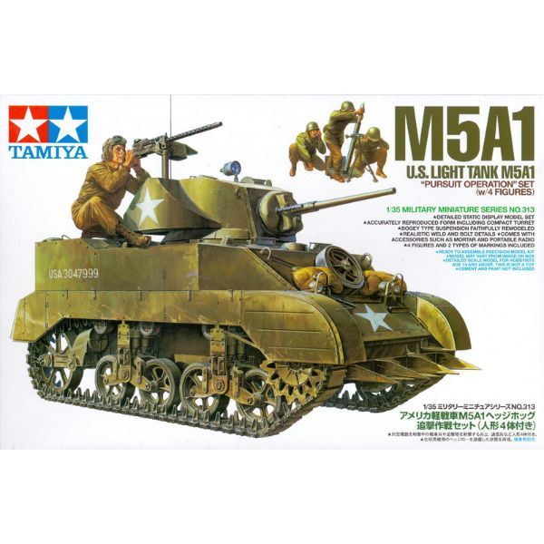  Mô hình xe tăng U.S. Light Tank M5A1 Pursuit Operation Set 1/35 - Tamiya 35313 