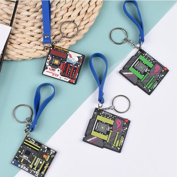  Móc khóa bo mạch PC cao su 3D 