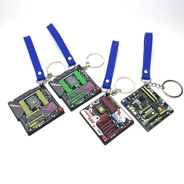  Móc khóa bo mạch PC cao su 3D 